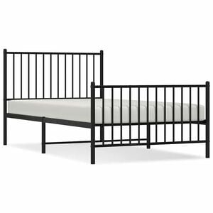 vidaXL Cadru pat metalic cu tăblii de cap/picioare, negru, 100x190 cm