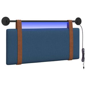 vidaXL Tăblie de pat suspendată Cu lumină LED albastru PU antic