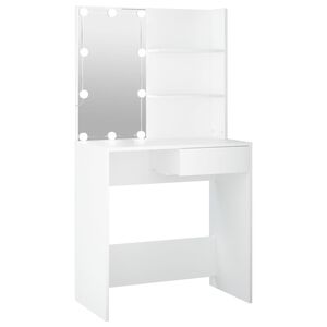 vidaXL Masă de toaletă cu LED, alb, 74,5x40x141 cm