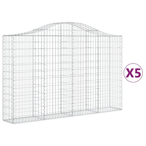 vidaXL Coșuri gabion arcuite 5 buc, 200x30x120/140 cm, fier galvanizat