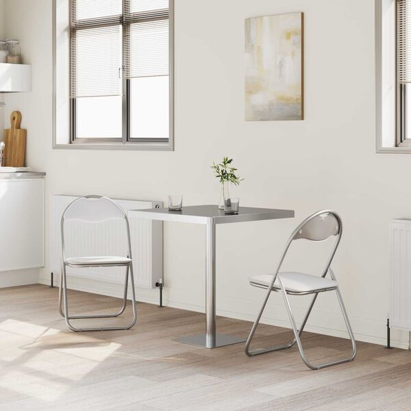 vidaXL Scaun pliant 2 pcs Alb și gri 48 x 43,5 x 81 cm