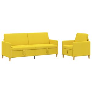 vidaXL Set de canapea cu spațiu de depozitare 2 buc. Galben Deschis