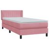 vidaXL Pat box spring cu saltea, roz, 90x220 cm, catifea