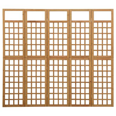 vidaXL Separator cameră cu 5 panouri, 201,5x180 cm, nuiele lemn brad