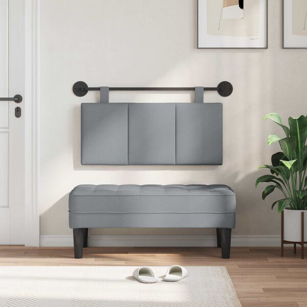 vidaXL Cap de pat suspendat Dungi Gri deschis 90 x 55 x 5 cm țesătură