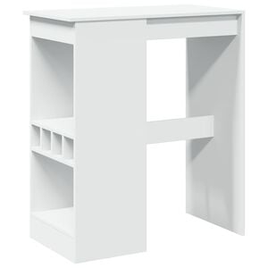vidaXL Masă de bar cu raft, alb, 90x47,5x103,5 cm, lemn prelucrat