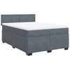 vidaXL Pat box spring cu saltea, gri &icirc;nchis, 140x190 cm, catifea