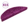vidaXL Covorașe scări, 15 buc., 56x17x3 cm, violet, semirotunde