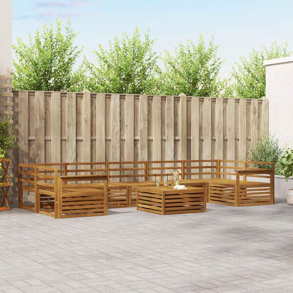vidaXL Set de canapele de exterior 8 pcs natural Lemn Solid de Acacia
