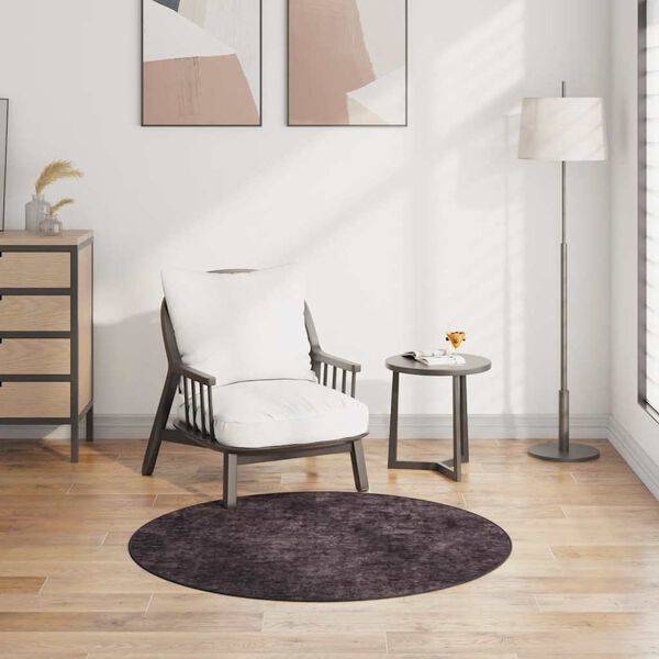 vidaXL Covor lavabil, antracit, &phi;120 cm , antiderapant