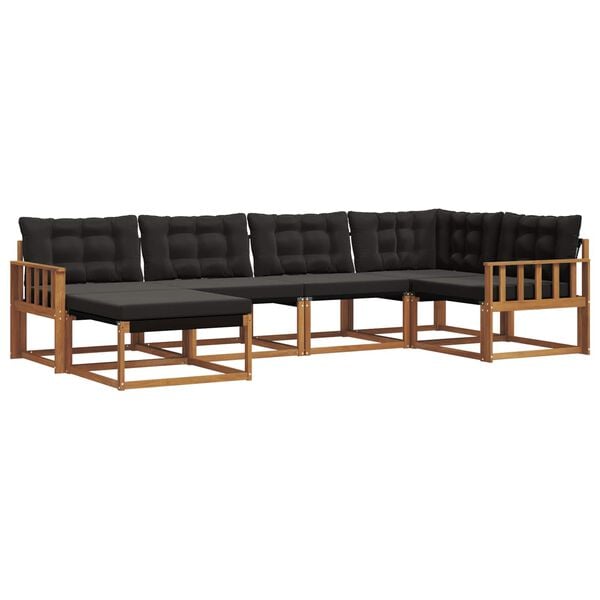 vidaXL Set de canapele de exterior cu pernă 6 pcs Natural și Negru