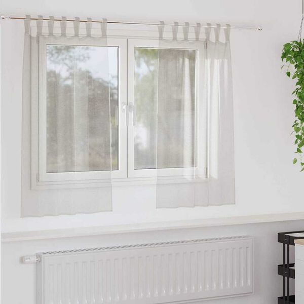 vidaXL Cortină din Voile cu perdele 2 pcs Crem 140 x 140 cm Poliester