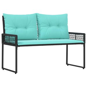 vidaXL Bancă de exterior cu pernă Negru și Turcoaz 118 x 55 x 82 cm