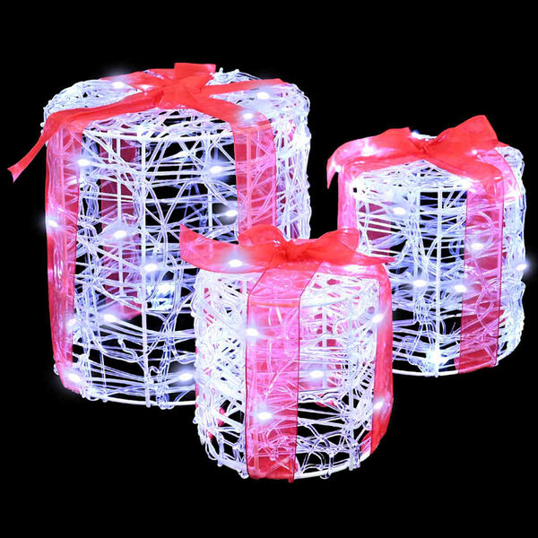 vidaXL Decorație cutie de cadou 3 pcs Alb rece 20 x 20 x 21 cm Acril