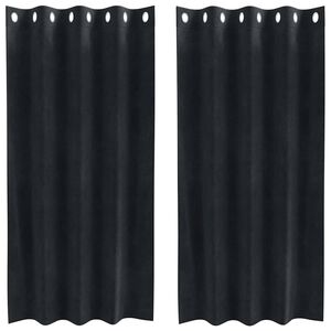 vidaXL Perdele opace 2 pcs Negru 140 x 175 cm Catifea