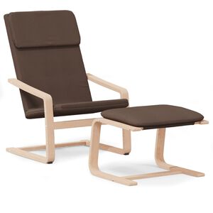 vidaXL Scaun de relaxare cu taburet, maro &icirc;nchis, material textil