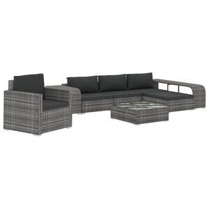 vidaXL Set mobilier de grădină cu perne, 8 piese, gri, poliratan