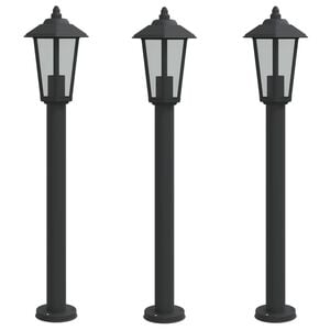 vidaXL Lămpi de podea de exterior 3 buc. negru 80 cm oțel inoxidabil
