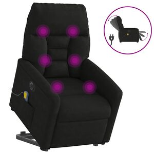 vidaXL Fotoliu masaj rabatabil electric cu ridicare, negru, microfibră