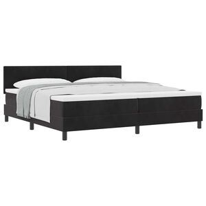 vidaXL Pat cu arcuri cu saltea cu headboard Negru 200 x 200 cm Catifea