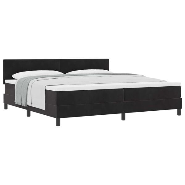 vidaXL Pat cu arcuri cu saltea cu headboard Negru 200 x 200 cm Catifea