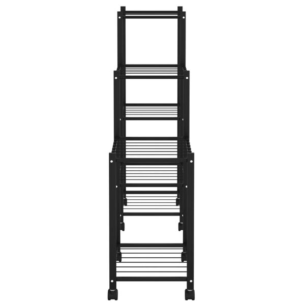 vidaXL Suport pentru flori cu roți, 83x25x83,5 cm, negru, fier