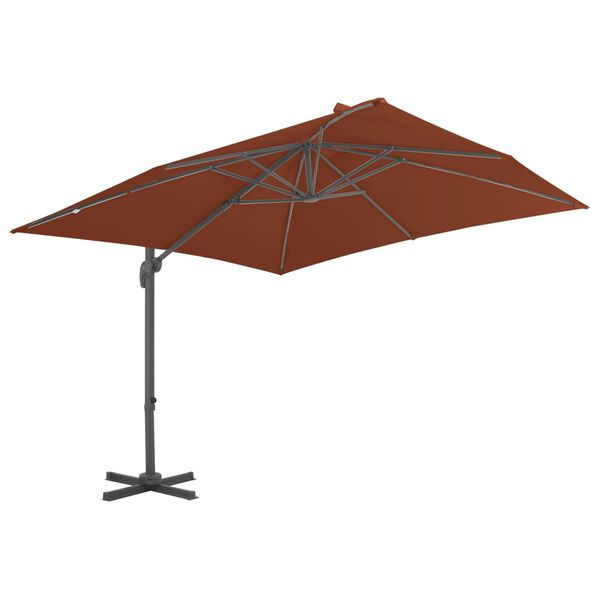 vidaXL Umbrelă de grădină cantilever cu stâlp din aluminiu, teracotă, 400x300 cm
