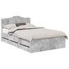 vidaXL Cadru de pat Gri din beton 135 x 190 cm Lemn Ingineresc