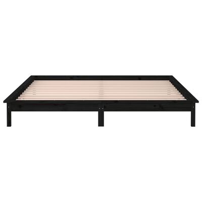 vidaXL Cadru de pat cu LED, negru, 120x200 cm, lemn masiv