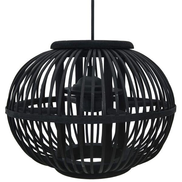 vidaXL Lampă suspendată, negru, 30 x 22 cm, răchită, 40 W, glob, E27