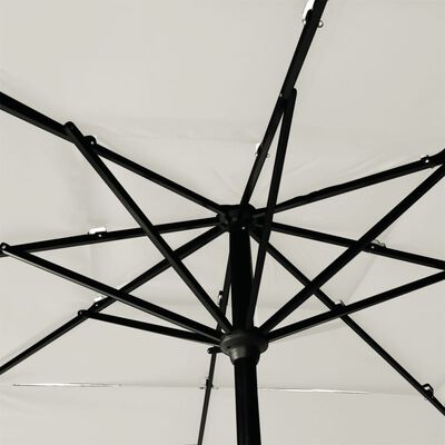 vidaXL Umbrelă de soare 3 niveluri, stâlp aluminiu, nisipiu, 2,5x2,5 m