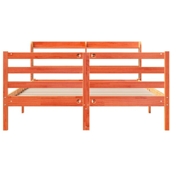 vidaXL Cadru pat fără saltea, maro ceruit, 135x190 cm, lemn masiv pin