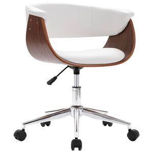 vidaXL Scaun de bucătărie pivotant, alb, lemn curbat & piele ecologică