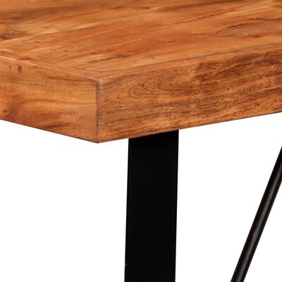 vidaXL Set mobilier bar, 5 piese, lemn masiv acacia și piele naturală