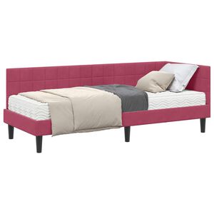 vidaXL Cadru de pat colțar cu saltea 2 buc. Roșu Vin 80 x 200 cm