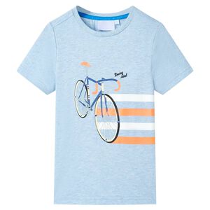 vidaXL Tricou pentru copii, albastru deschis melanj, 104