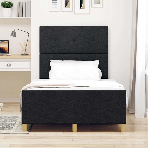 vidaXL Cadru de pat cu headboard Negru 120 x 200 cm țesătură