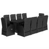 vidaXL Set mobilier de exterior cu perne, 11 piese, negru, poliratan