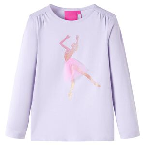 vidaXL Tricou de copii cu m&acirc;neci lungi, liliac deschis, 92