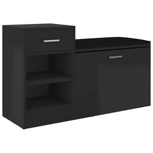 vidaXL Bancă pantofar negru extralucios, 94,5x31x57 cm, lemn prelucrat