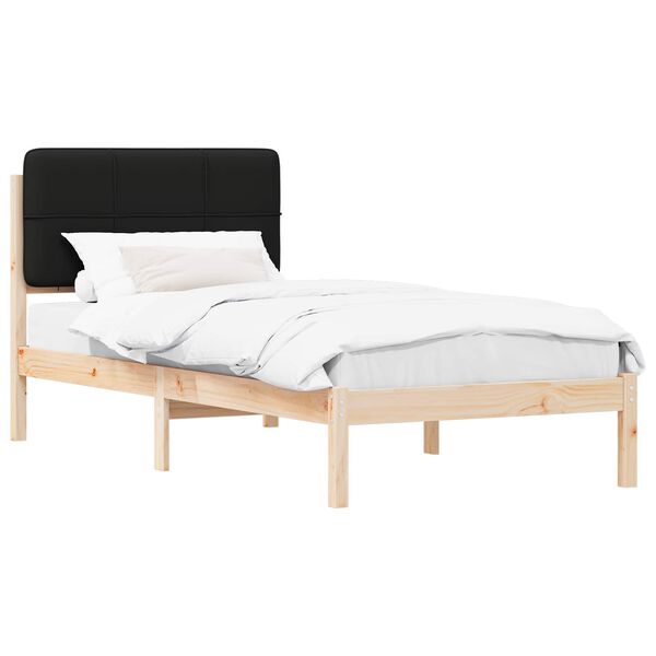 vidaXL Cadru de pat cu tăblie tapițată cu headboard Negru 100 x 200 cm