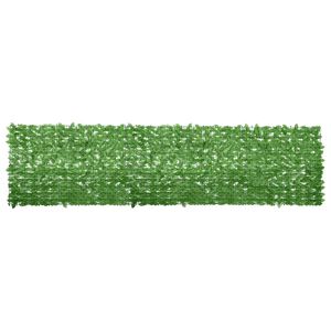 vidaXL Paravan de balcon, frunze verzi, 400x100 cm