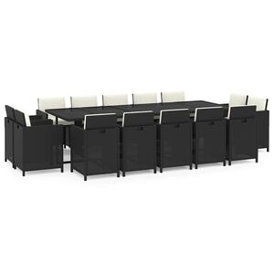 vidaXL Set mobilier de exterior cu perne, 15 piese, negru, poliratan