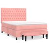 vidaXL Pat box spring cu saltea, roz, 140x190 cm, catifea