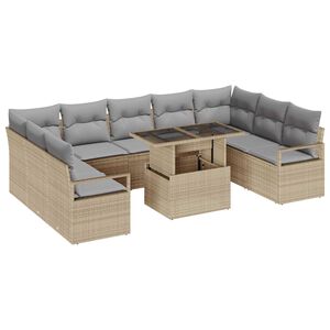 vidaXL Set de canapele pentru grădină 10 pcs Bej Rattan poli
