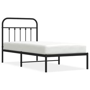 vidaXL Cadru pat metalic cu tăblie, negru, 90x200 cm
