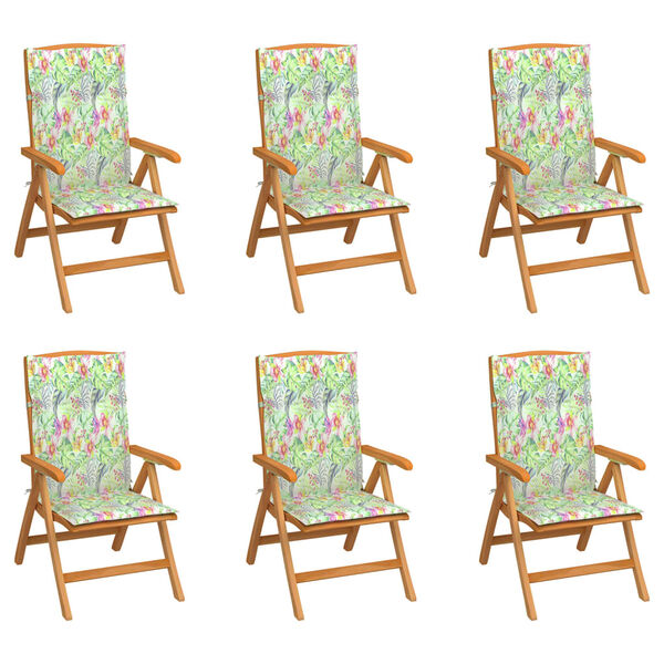vidaXL Scaune de grădină rabatabile cu perne, 6 buc., lemn masiv tec
