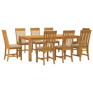 vidaXL Set de dining 9 buc. Bej Lemn de stejar masiv