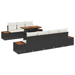 vidaXL Set de canapele pentru grădină 8 pcs Negru Rattan poli