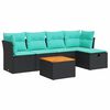 vidaXL Set mobilier de grădină cu perne, 6 piese, negru, poliratan